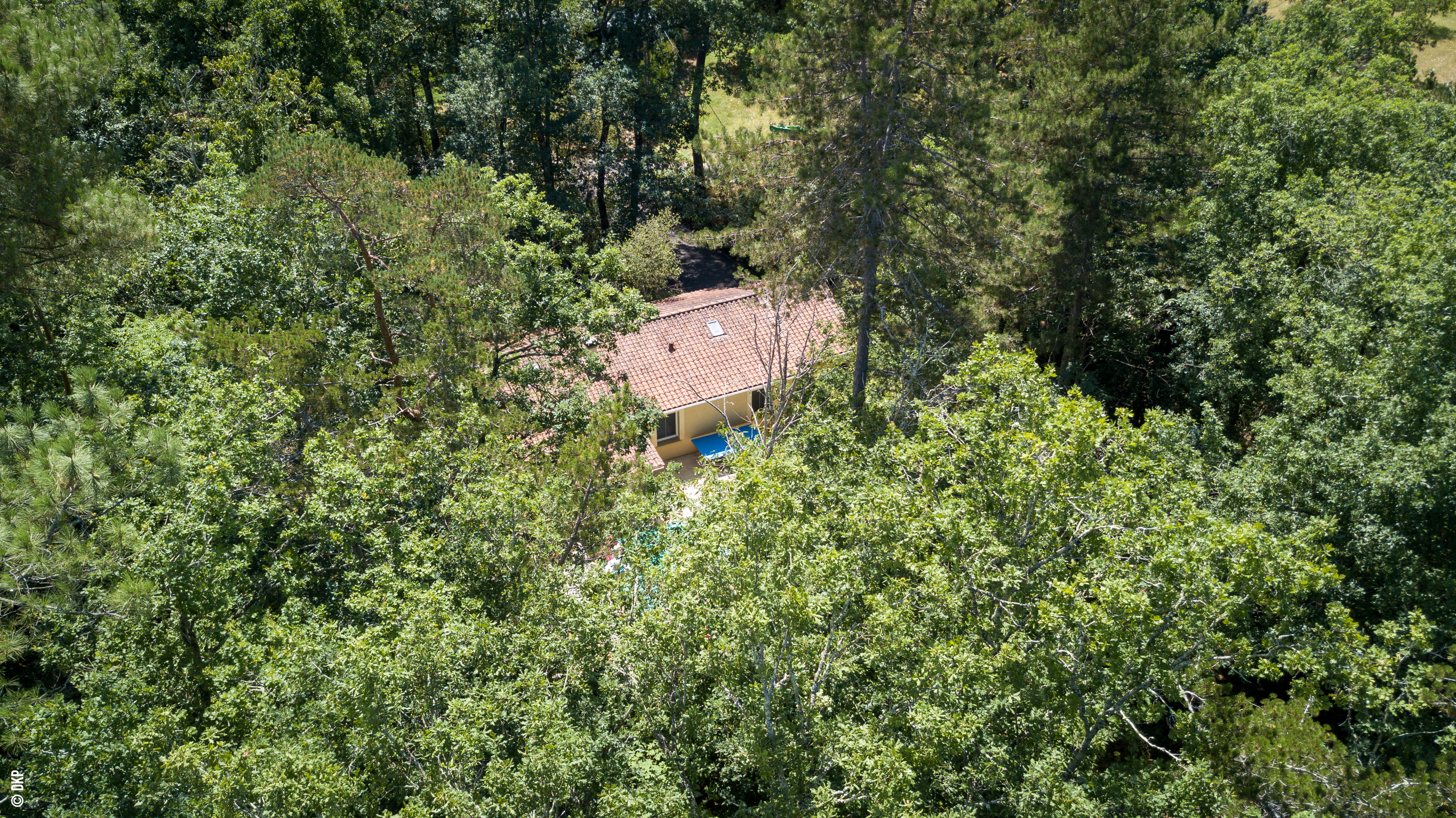 Top view over fields and hills