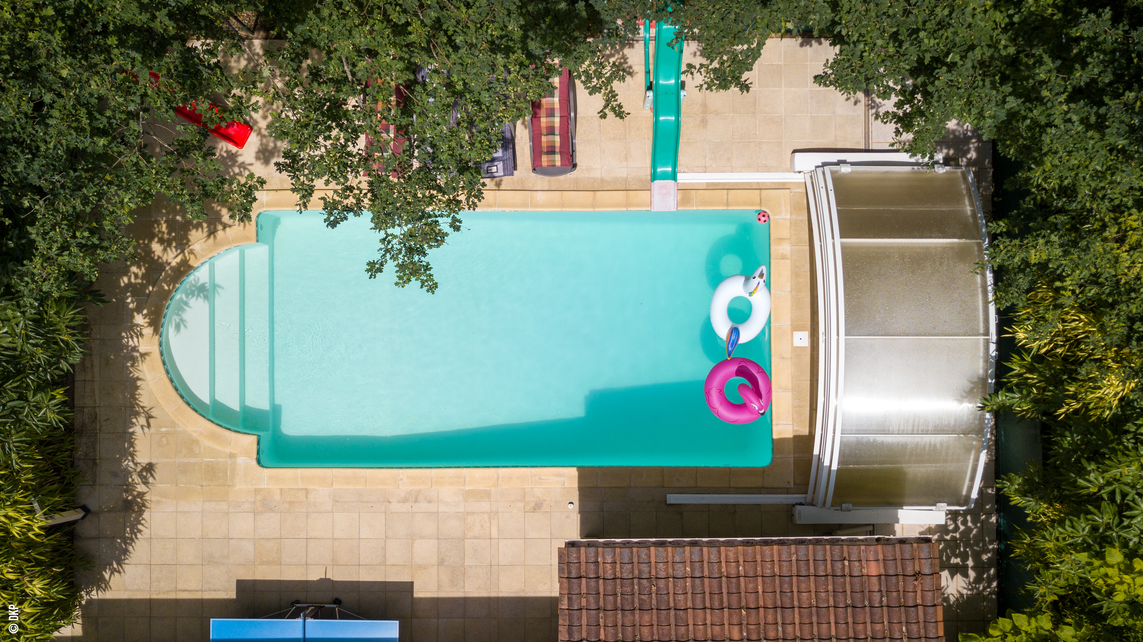 Top view of property and pool